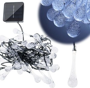 Lampki solarne ogrodowe sople 6,5m 30LED zimny biały 8