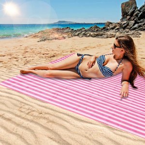 Mata plażowa koc piknikowy plażowy 200x200cm różowy 9