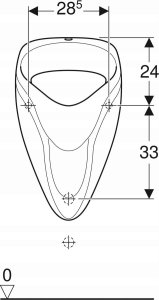 Pisuar Geberit Geberit Alex Pisuar, B38cm, H64.5cm, T35cm, dopływ u góry, odpływ do tyłu [12] 5