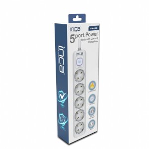 Inca INCA listwa zasilająca IPW-44GB 5-gniazdowa, LED Anz. biały 1,5m 11