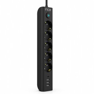 Inca INCA listwa zasilająca IPW-44TU 5-gniazdowa 3xUSB-A+1xUSB-C 1,5m 4