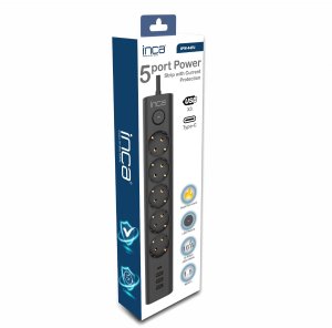 Inca INCA listwa zasilająca IPW-44TU 5-gniazdowa 3xUSB-A+1xUSB-C 1,5m 7