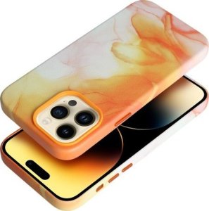 OEM Futerał LEATHER MAG COVER kompatybilny z MagSafe do IPHONE 13 Pro Max orange splash 1