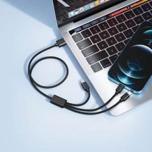 Kabel USB Veger USB-A - USB-C + microUSB + Lightning 1.2 m Czarny 2