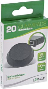 InLine ® Rubber pads 20pcs Pack black, flat shape 1,2cm 3