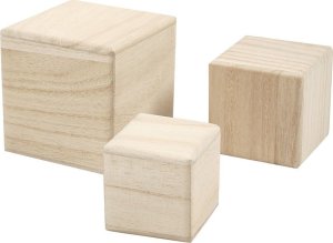 Drewniane Sześciany 3szt. rozm. 5+6+8 cm 1
