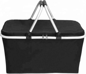 Aptel Pojemny KOSZ PIKNIKOWY Termiczny Składany 44x23x22cm czarny BQ27C 2