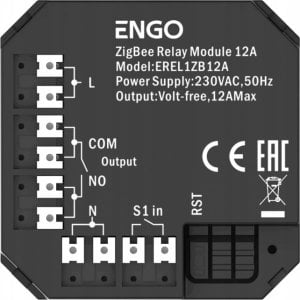 Engo Engo przekaźnik ZigBee do systemu ENGO Smart, 1x12A, NO-COM EREL1ZB12A 1