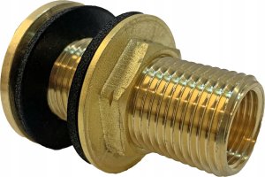 przejście przez przegrodę z gwintem 1/2" x 3/8" (DN15 x DN10) długość 50mm, mosiężne 1