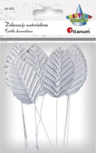 Titanum Liście materiałowe na druciku 10szt srebrne 2