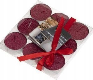 Fééric Lights and Christmas Zestaw świeczek z brokatem, 9 szt., czerwone 2