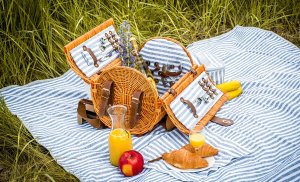 ZOLTA Pleciony kosz piknikowy dla 2 osób Termotorba Koc 12