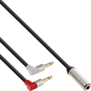 InLine InLine® Slim Audio Plane headphone adpter cable, 2x 3.5mm M to 3.5mm F 3pin, 0.15m 3