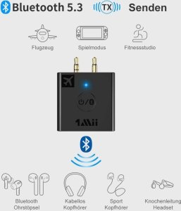 InLine InLine® Airplane Bluetooth Audio Transmitter, BT 5.0, aptX HD/LL, Flight Adapter with Charging Case 3