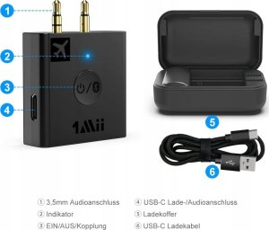 InLine InLine® Airplane Bluetooth Audio Transmitter, BT 5.0, aptX HD/LL, Flight Adapter with Charging Case 4