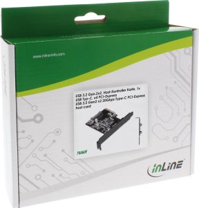 Kontroler InLine InLine® Interface card,USB 3.2 Gen.2x2, 1x USB Type-C, incl. low-profile slot bracket, PCIe x4 4