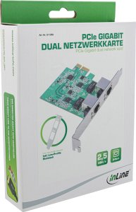 Kontroler InLine InLine® Dual Gigabit network card, 1x RJ45 2.5Gb/s, PCIe x1, incl. low profile bracket 3