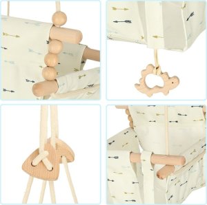 Huśtawka Huśtawka dla dzieci materiałowa drewniana wisząca strzałki 4