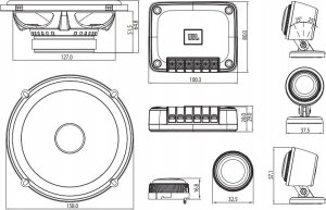 Głośnik samochodowy Harman Kardon JBL kolonėlė Club 602CTP 16.5cm 2-Way Component Car Speakers 7