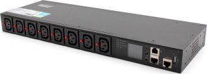 Listwa zasilająca SMART PDU 1U, gniazdo zasilające IEC320 C20 16A/250V, gniazda 8x C13, 16A 1