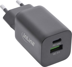 InLine InLine® USB power supply, charger, USB-A + USB Type-C, 33W, Power Delivery + Quick Charge 1