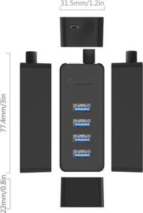 HUB USB Extra Digital Extra Digital Šakotuvas ORICO USB W5P-U3-100-BK-PRO 2