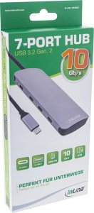 InLine InLine® USB 3.2 Gen.2 Hub, 4x USB-C + 3x USB-A, PD 100W, aluminium, grey 4