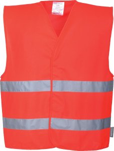 Portwest C474 -Lekka kamizelka ostrzegawcza z dwoma poziomymi taśmami - czerwony s/m 4
