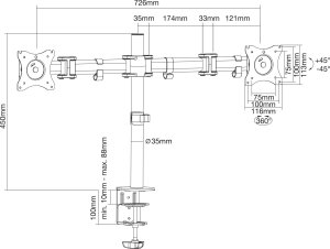 InLine InLine® Desktop Bracket for 2x TFT/LCD/LED up to 68cm 27" max. 2x 8kg 8