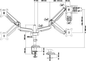 InLine InLine® Desktop Mount with Lifter movable for two Displays up to 82cm 32" max. 9kg 9