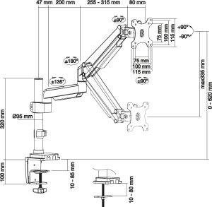 InLine InLine® Desktop Mount with Lifter movable for TV / Displays up to 82cm 32" max. 9kg 3