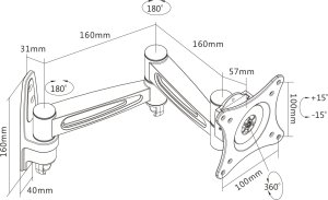 InLine InLine® Wall Bracket for TFT up to 68cm 27" max. 15kg two-piece arm 3