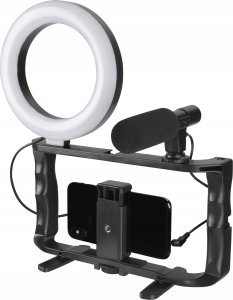 Gadgetmonste „GADGETMONSTER „Vlogging Kit“, pilnas „vlog“ rinkinys su LED žiedinių apšvietimo trikojų ir mikrofonų GDM-1022 1