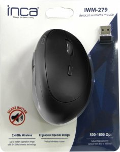 Mysz Inca INCA Maus IWM-279    Vertical, Wireless, 1600 DPI, Schwarz retail 6