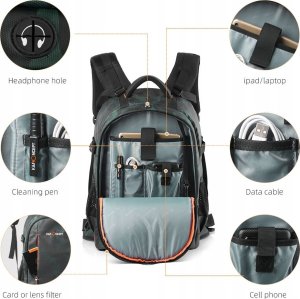 Plecak K&F PLECAK fotograficzny na 2 APARATY + LAPTOPA pojemny 5