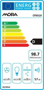 Okap Mora OT 651 X okapnik, wbudowana, wysuwana, 3 stupnie výkonu, LED osvětlenie, klapka zwrotna, nierdzewny 5