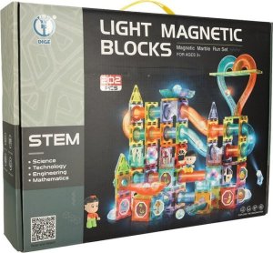Klocki magnetyczne marble tor kulkowy świecący 202 elementy 7