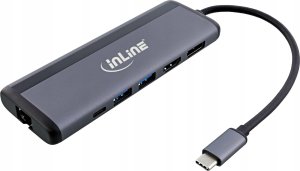 InLine InLine® 8-in-1 USB-C Multihub Dockingstation, HDMI, DisplayPort, USB 3.2, PD 3.0 100W, MST 1