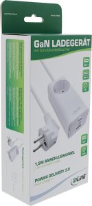 InLine InLine® USB power supply, 65W charger, 2x USB-C + 1x USB-A, with safety socket and 1.5m cable, PD3.0 PPS GaN, white 4