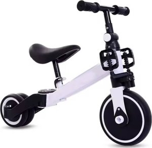 Aptel Trójkołowy ROWEREK biegowy Jeździk dla dzieci z pedałami biało-czarny RW42 3