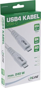 InLine InLine® USB4 cable, USB Type-C male/male, PD 240W, 8K60Hz, TPE white, 1.5m 2