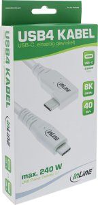 InLine ® USB4 cable, USB Type-C, one side angled, PD 240W, 8K60Hz, TPE white, 2m 3