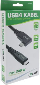 InLine InLine® USB4 cable, USB Type-C, one side angled, PD 240W, 8K60Hz, TPE black, 2m 3