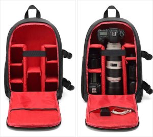 Plecak 4kom.pl Plecak fotograficzny wodoodporny pokrowiec na aparat, sprzęt fotograficzny, laptop 15.6 duży 44x30x19 Czarno-czerwony 12