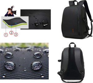 Plecak 4kom.pl Plecak fotograficzny wodoodporny pokrowiec na aparat, sprzęt fotograficzny, laptop 15.6 duży 44x30x19 Czarno-czerwony 2