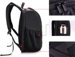 Plecak 4kom.pl Plecak fotograficzny wodoodporny pokrowiec na aparat, sprzęt fotograficzny, laptop 15.6 duży 44x30x19 Czarno-czerwony 4