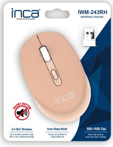 Mysz Inca INCA Maus IWM-243RH   1600 DPI,CANDY DESIGN Creme,  2,4GHz 6