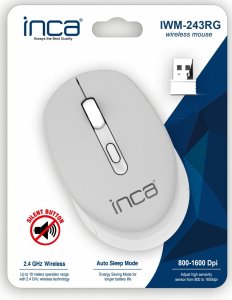 Mysz Inca INCA Maus IWM-243RG   1600 DPI,CANDY DESIGN Grau,  2,4GHz 6