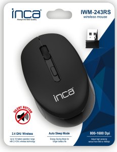 Mysz Inca INCA Maus IWM-243RS   1600 DPI,CANDY DESIGN schwarz, 2,4GHz 4