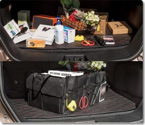 TORBA ORGANIZER BAGAŻNIKA SAMOCHODU AUTA KUFER XL CZARNA USZTYWNIONY 3